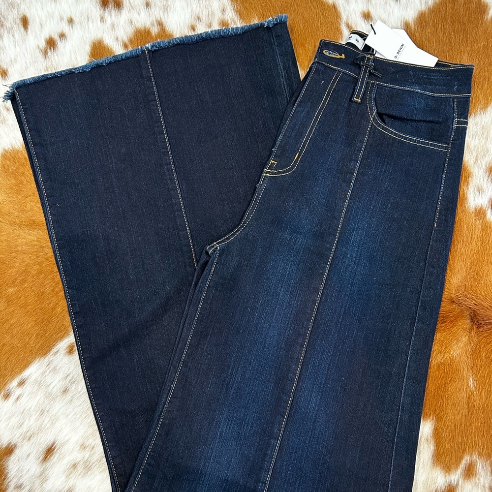 Dark Blue Wide-Leg Jeans
